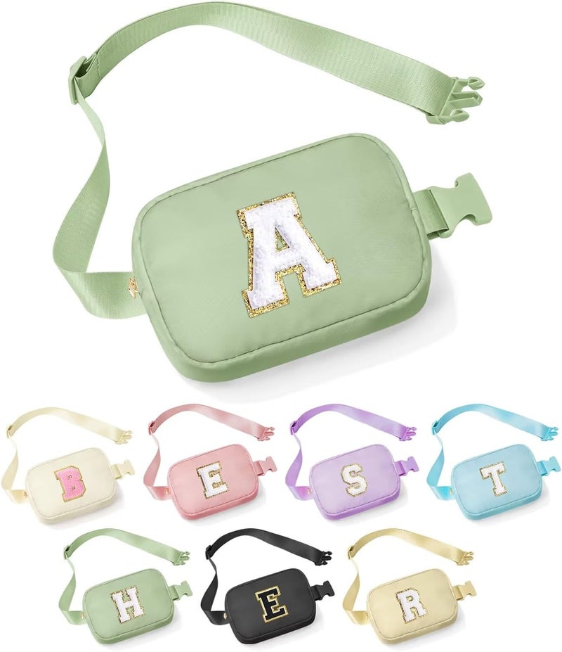 YOOLIFE Gifts for Girls Teen Girls Birthday Gifts - Personalized Gifts for Women, Gifts for Daughter Sister Friends, Green Initial Crossbody Bag Belt Bag A - Image 1